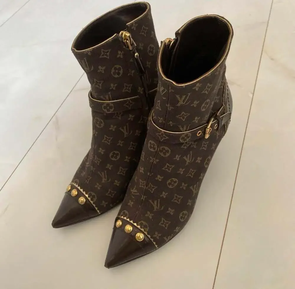 Louis Vuitton Mimosa Monogram Mini Lin Canvas Ankle Boots